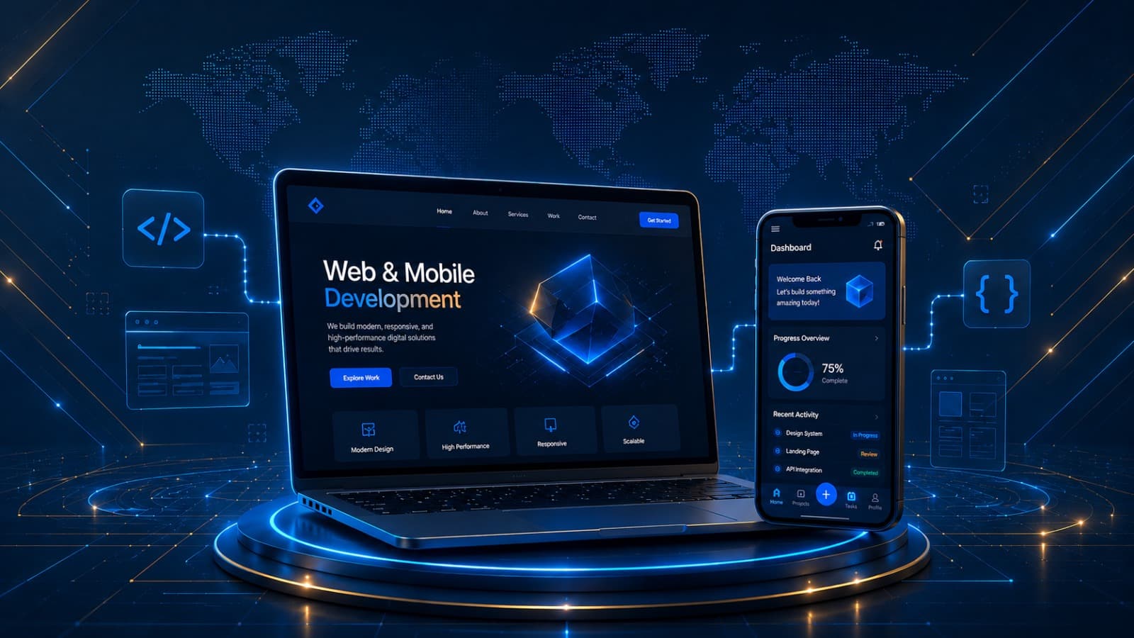 A developer building a custom web and mobile platform